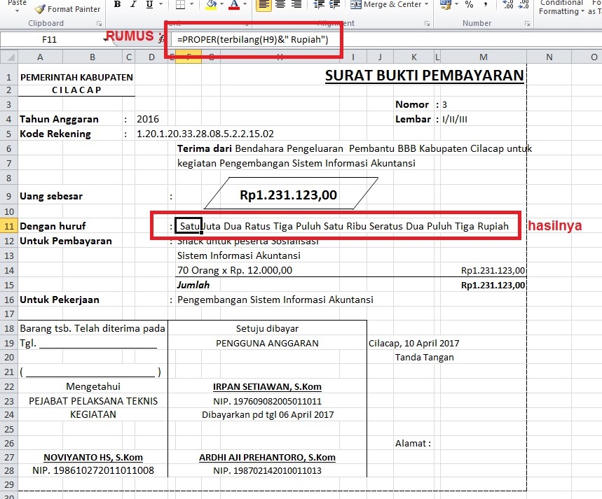 cara membuat rumus terbilang pada excel